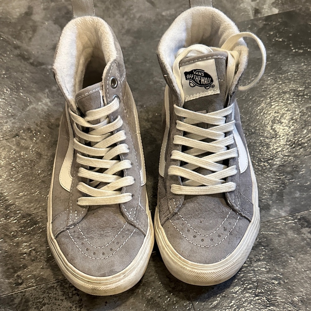 Vans Gray and White High-Top Sneakers